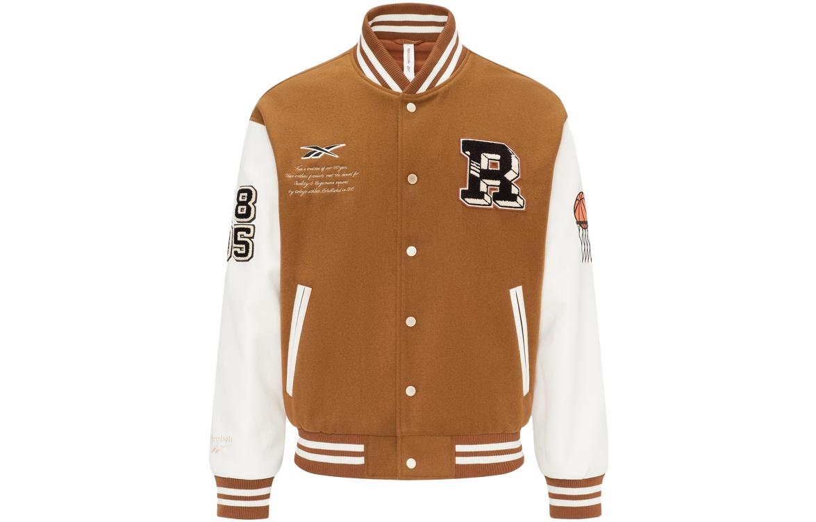 Reebok Letter Casual Warm Retro Sports Stand Collar Jacket Beige Unisex 23FRC251UGBR