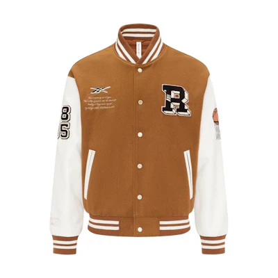 Reebok Letter Casual Warm Retro Sports Stand Collar Jacket Beige Unisex 23FRC251UGBR