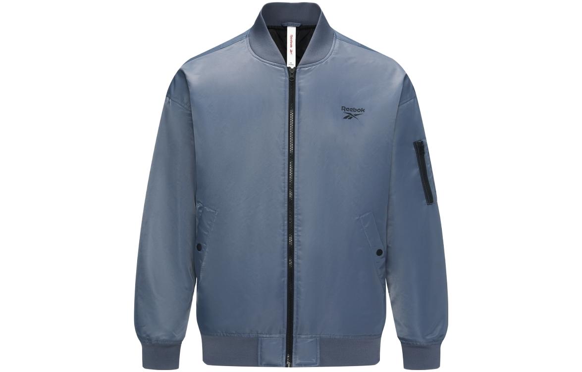 Reebok Letter Logo Print Woven Jacket Retro Bomber Unisex Blue Gray 23REF201UGB7