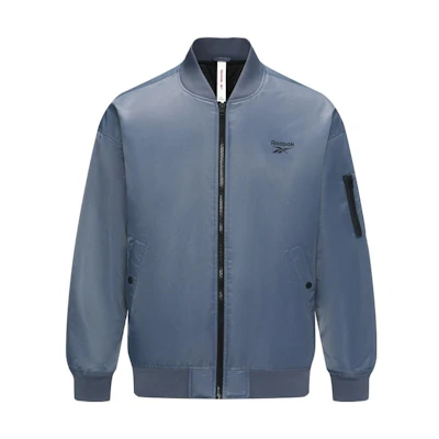 Reebok Letter Logo Print Woven Jacket Retro Bomber Unisex Blue Gray 23REF201UGB7