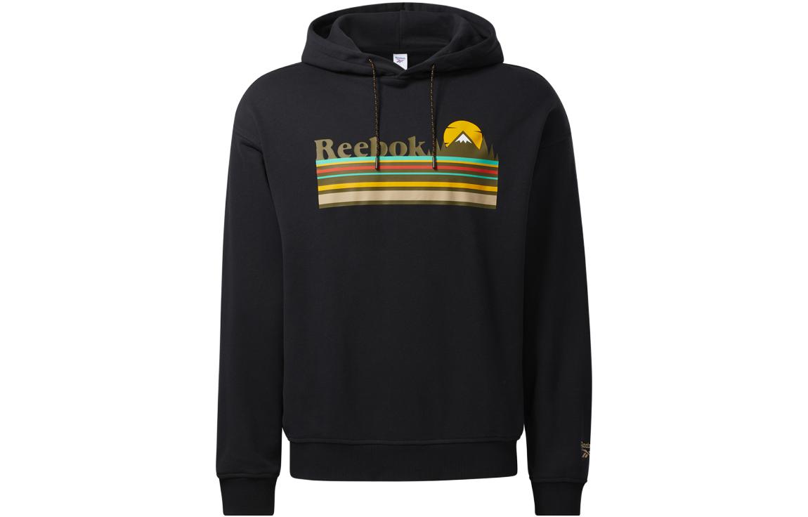 Reebok Letter Print Black Thickened Hoodie Unisex Long Sleeve H52867