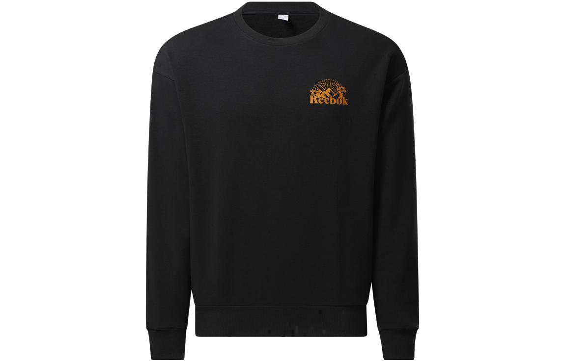 Reebok Letter Print Crewneck Pullover Sweatshirt Unisex - Black HB9673