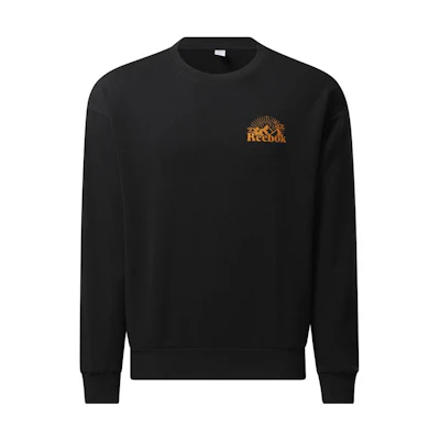 Reebok Letter Print Crewneck Pullover Sweatshirt Unisex - Black HB9673