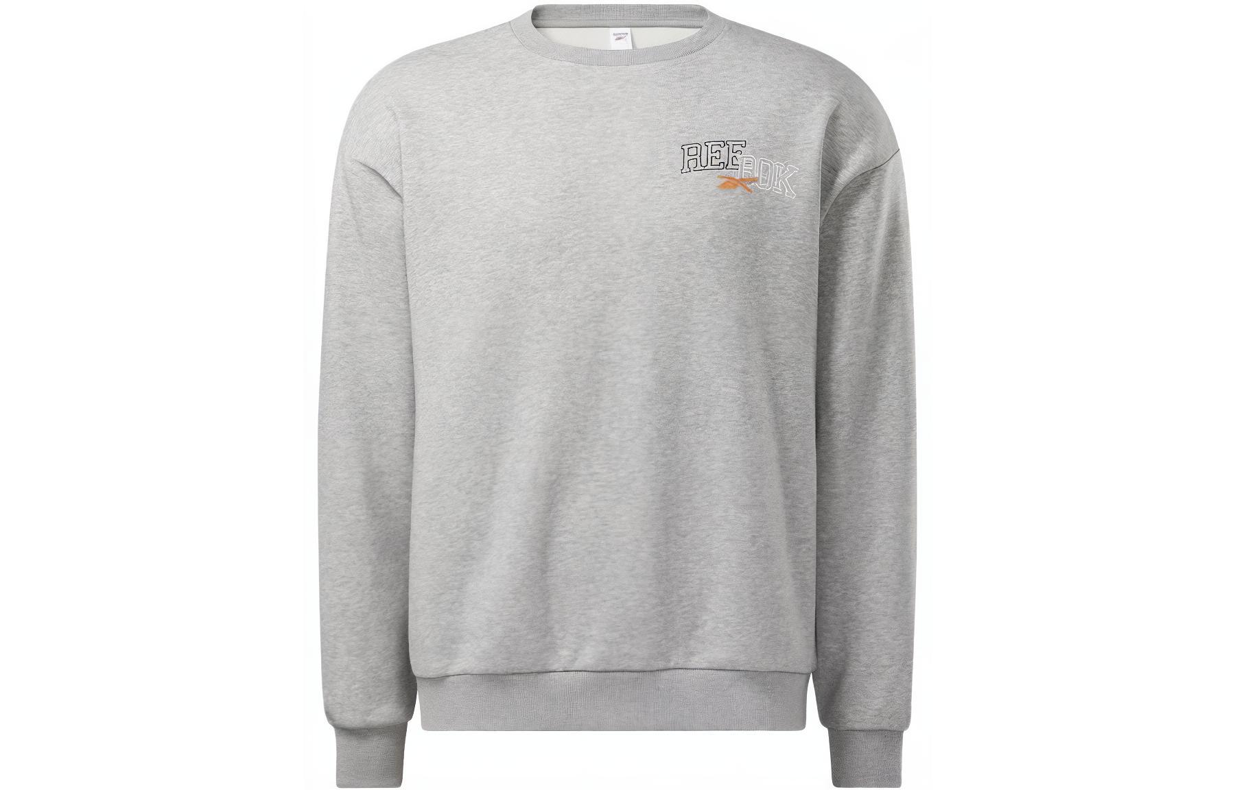 Reebok Letter Print Crewneck Sweatshirt Unisex Long-Sleeve Casual - Gray HF2759-