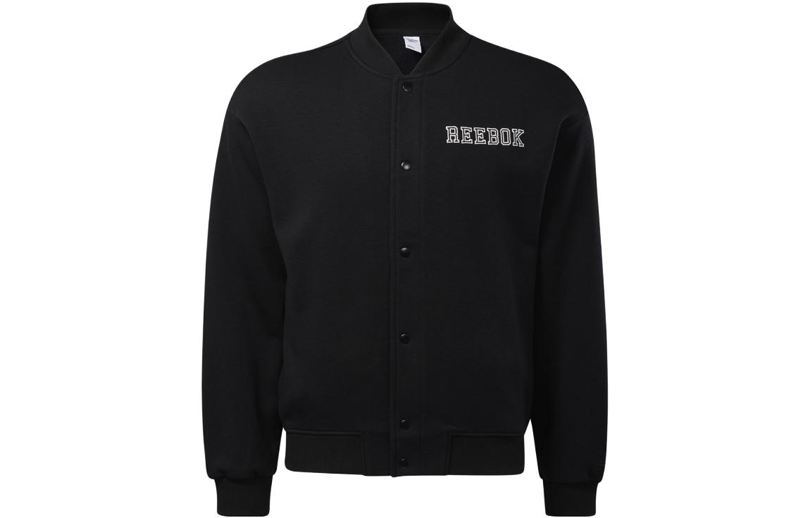 Reebok Letter Print Fleece-Lined High Collar Jacket Black Unisex Casual Outerwear HC0037