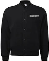 Reebok Letter Print Fleece-Lined High Collar Jacket Black Unisex Casual Outerwear HC0037 Reebok Letter Print Fleece-Lined High Collar Jacket Black Unisex Casual Outerwear HC0037