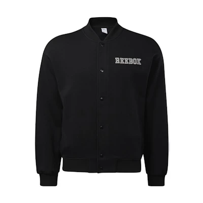 Reebok Letter Print Fleece-Lined High Collar Jacket Black Unisex Casual Outerwear HC0037