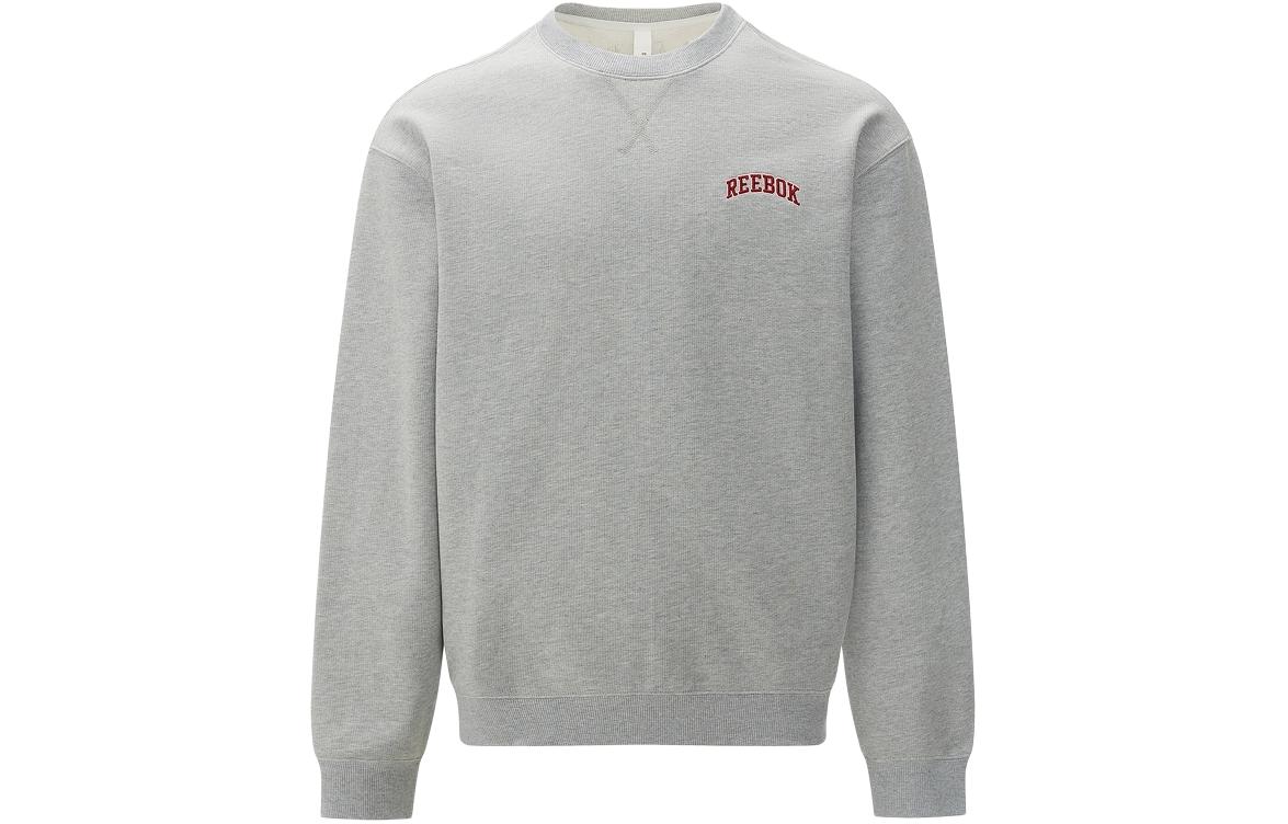 Reebok Letter Print Knit Pullover Cotton Sweatshirt Unisex Light Gray 24SRC303UGG3