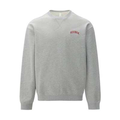 Reebok Letter Print Knit Pullover Cotton Sweatshirt Unisex Light Gray 24SRC303UGG3
