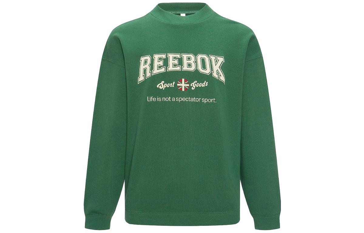Reebok Letter Print Retro Knit Crewneck Sweatshirt Unisex - Dark Green 23FRC353UGL1