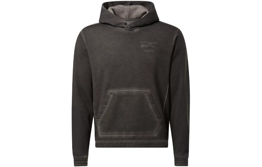 Reebok Logo Black Hoodie with Pocket and Loose Fit Long Sleeves 100067803
