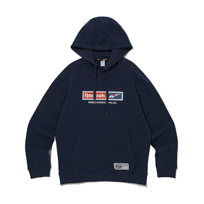 Reebok Logo Letter Graphic Navy Blue Hoodie Unisex Casual Sportswear RETS4EH15N3