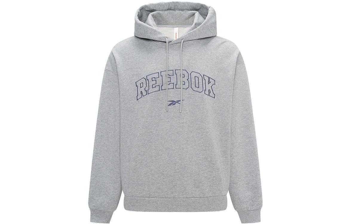 Reebok Logo Letter Print Drawstring Hoodie Unisex Medium Gray 23FRC351UGG4