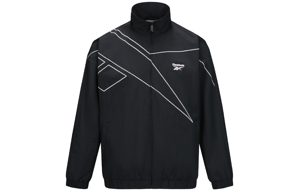 Reebok Logo Outdoor Casual Sports Retro Zip Jacket Black Unisex 24FRM103UGH0