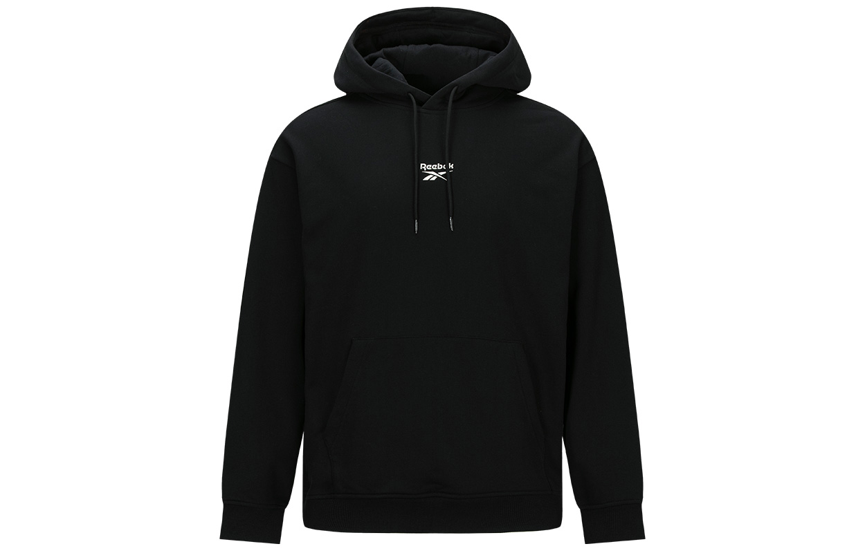 Reebok Logo Print Black Hoodie Unisex Pullover Casual Long Sleeve 24FRM321UGH0
