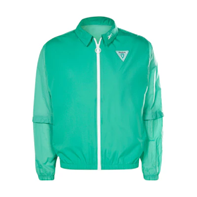 Reebok MYT Woven Jacket Green Casual Zip-Up Jacket with Collar GS9005