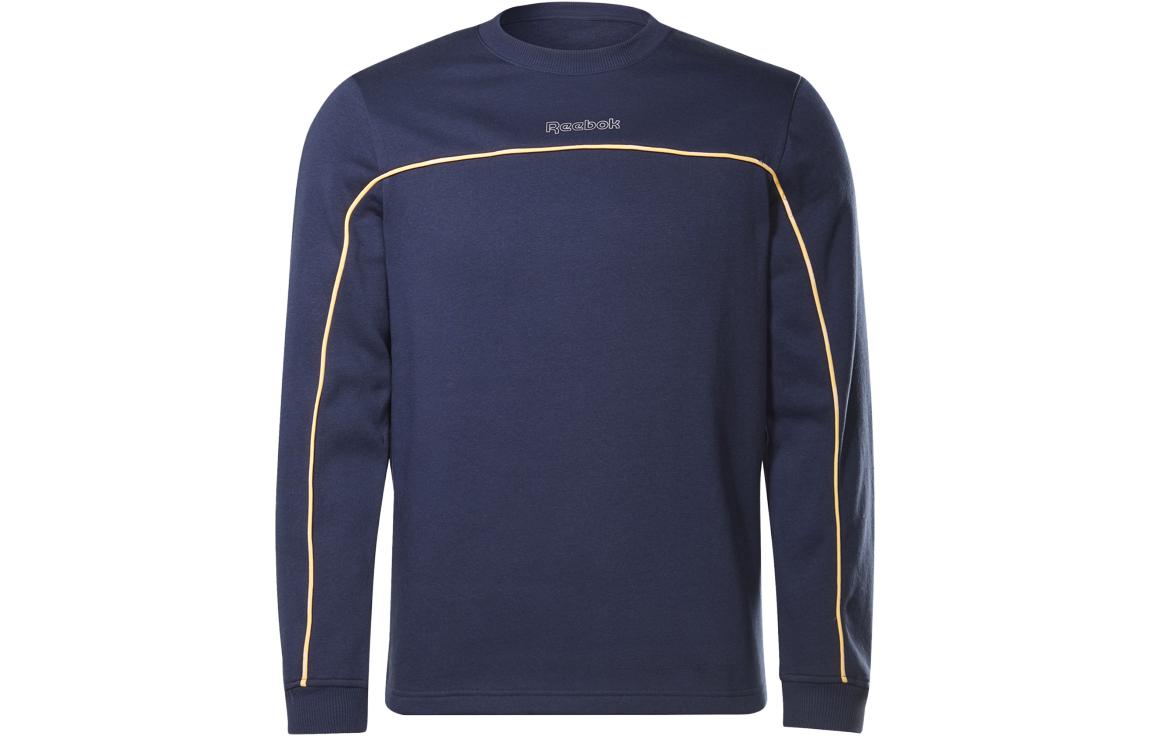 Reebok Navy Blue Striped Long-Sleeve Crewneck Sweatshirt GT5782
