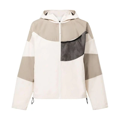 Reebok Patchwork Zip-Up Hoodie Jacket in Light Beige RMEA001C99FAB0010500