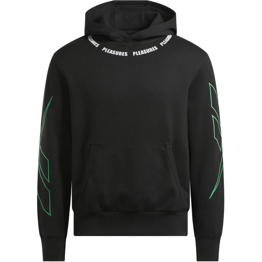 Reebok PLEASURES Hoodie Soft Long Sleeve Letter Print Unisex Black Sweatshirt RE1759EU39280