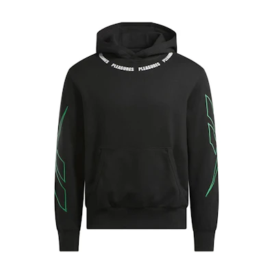 Reebok PLEASURES Hoodie Soft Long Sleeve Letter Print Unisex Black Sweatshirt RE1759EU39280