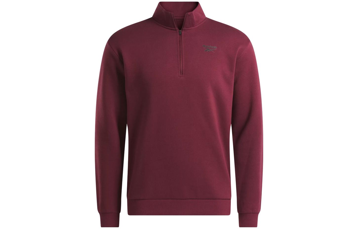 Reebok Red Solid Half-Zip High-Neck Long-Sleeve Sweatshirt 100071031