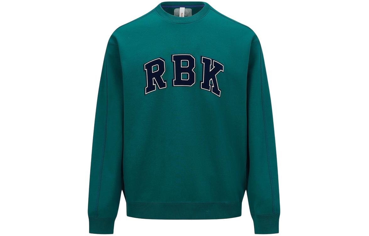 Reebok Retro Embroidered Knit Sweatshirt Gem Green Unisex Casual Sportswear 24SRC305UGL7