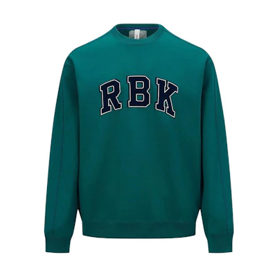 Reebok Retro Embroidered Knit Sweatshirt Gem Green Unisex Casual Sportswear 24SRC305UGL7