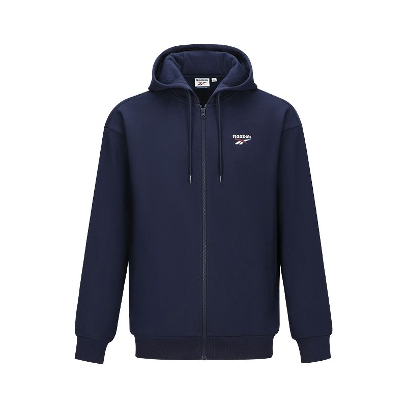 Reebok Retro High-Street Logo Navy Hoodie - Unisex Casual Warm Zip-Up Jacket 24FRE101UGN2
