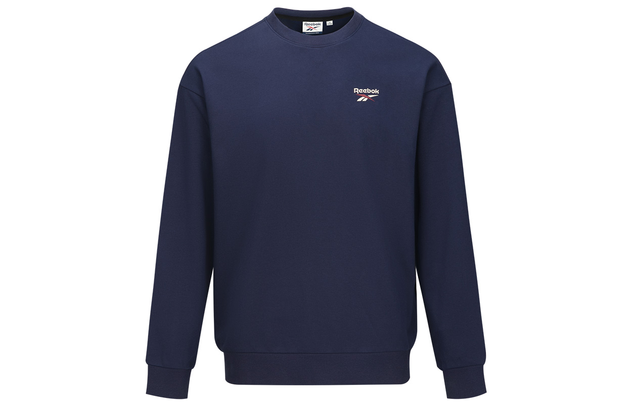 Reebok Retro Logo Print Classic Pullover Sweatshirt Navy Unisex Casual Style 24FRE301UGN2