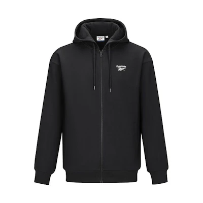 Reebok Retro Logo Zip Hoodie - Unisex Black Casual Streetwear 24FRE101UGH0