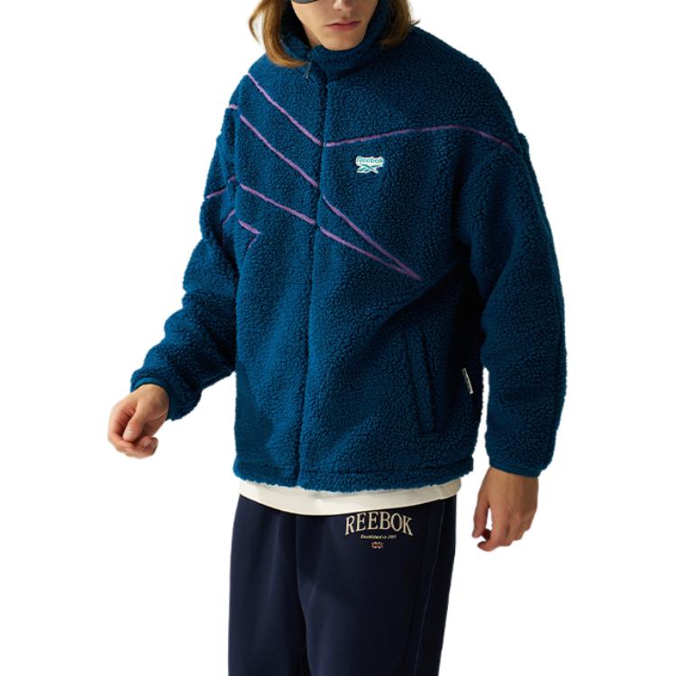 Shop Reebok 復古立領運動外套 男女款 征戰藍 24FRM101UGBA