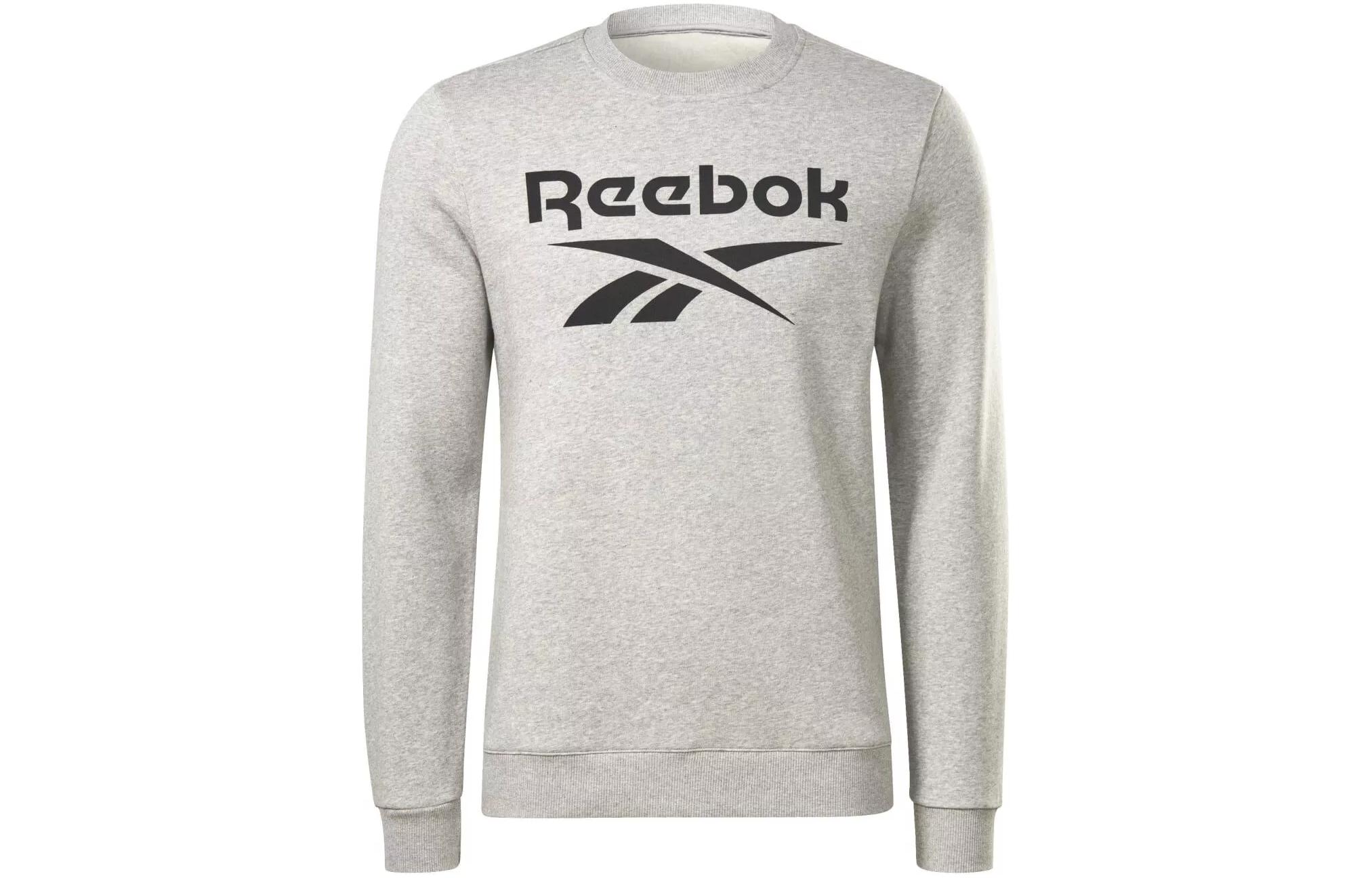 Reebok RI FLC Big Logo Crewneck Graphic Training Sweatshirt Men Light Gray H54793