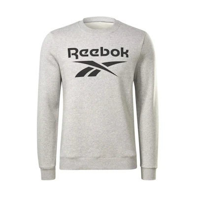 Reebok RI FLC Big Logo Crewneck Graphic Training Sweatshirt Men Light Gray H54793