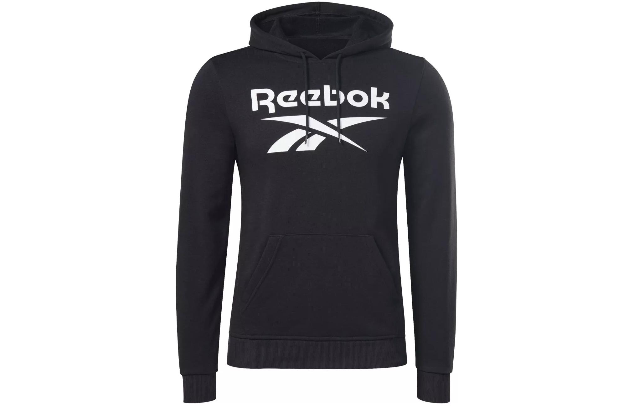 Reebok RI FT Big Logo Pullover Hoodie Training Sweatshirt Black H54788