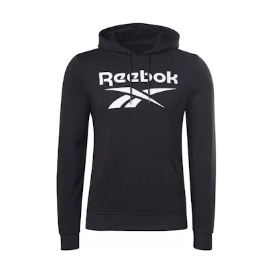 Reebok RI FT Big Logo Pullover Hoodie Training Sweatshirt Black H54788