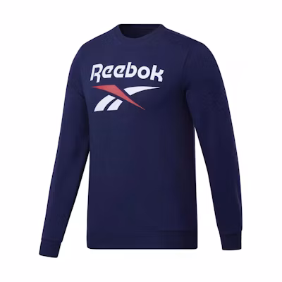 Reebok RI FT BL Crew Graphic Pullover Casual Sweatshirt Navy Blue - GJ0527