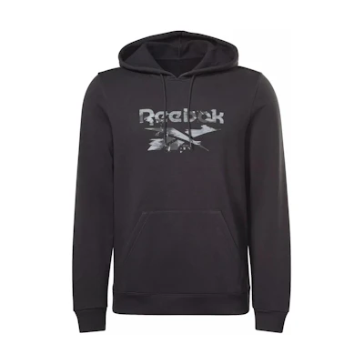 Reebok RI Modern Camo Logo Hoodie Pullover Sweatshirt Black HS7389