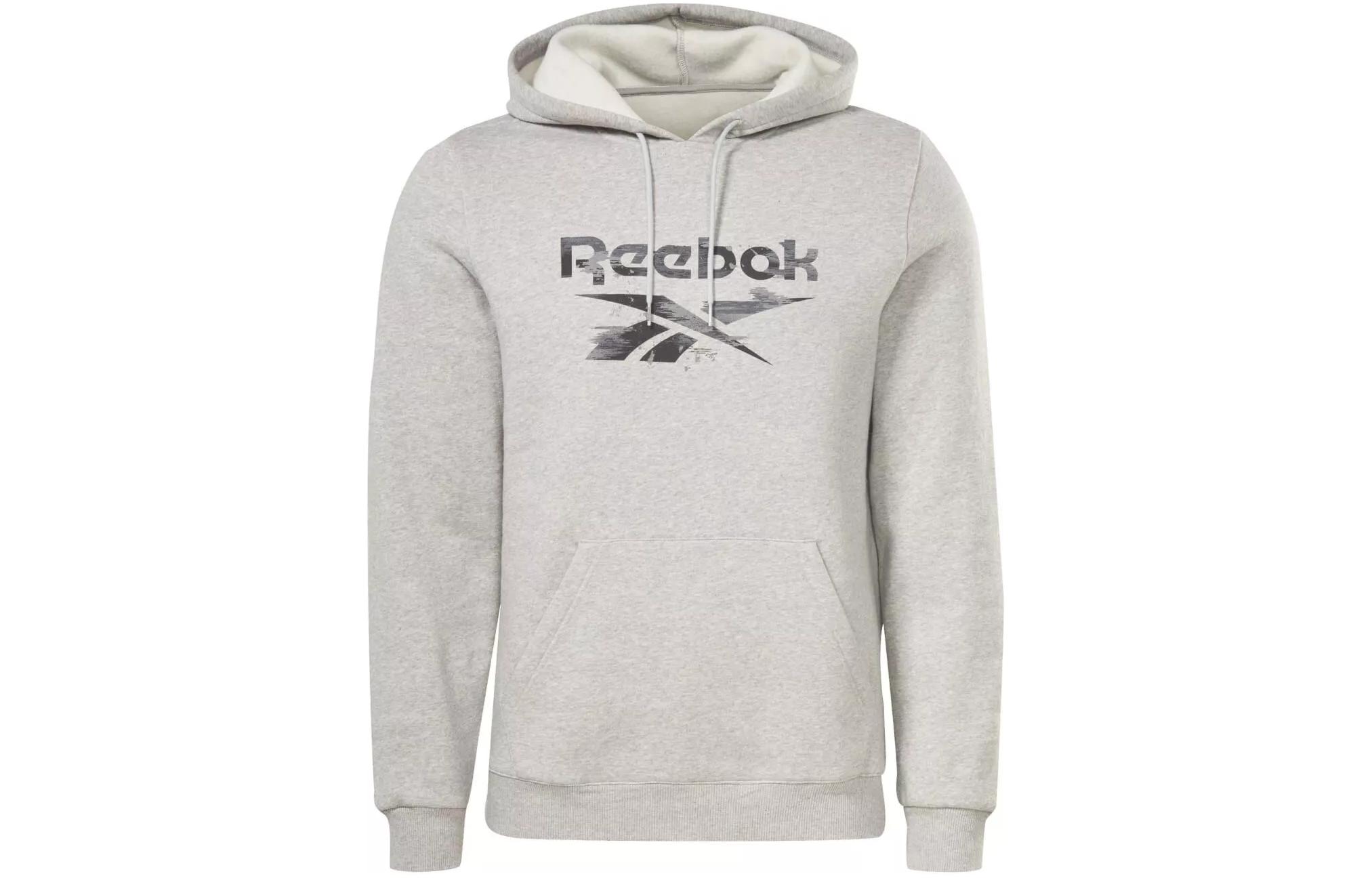 Reebok RI Modern Camo Logo Hoodie Pullover Sweatshirt Light Gray HS9427