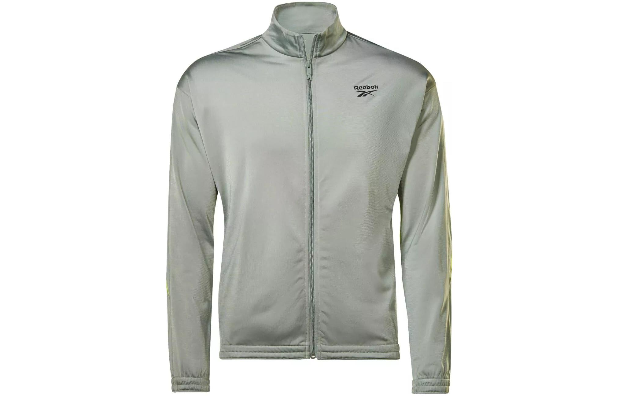 Reebok RI Vector Knit Tracktop Gray Logo Print Jacket HR3052