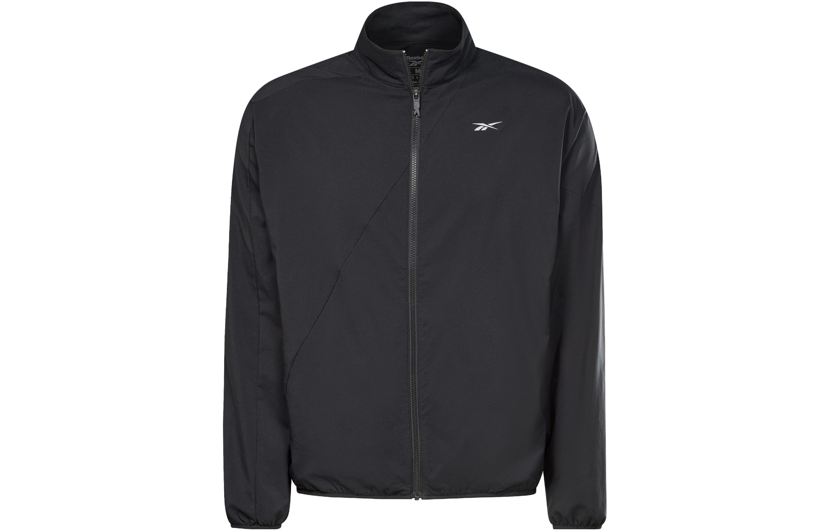 Reebok Running Woven Black Windproof Knit Jacket with Stand Collar HI0053
