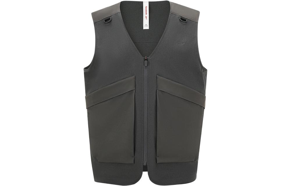 Reebok Sleeveless Zip-Up Jacket Solid Color Charcoal Black 23RCS113MGH1