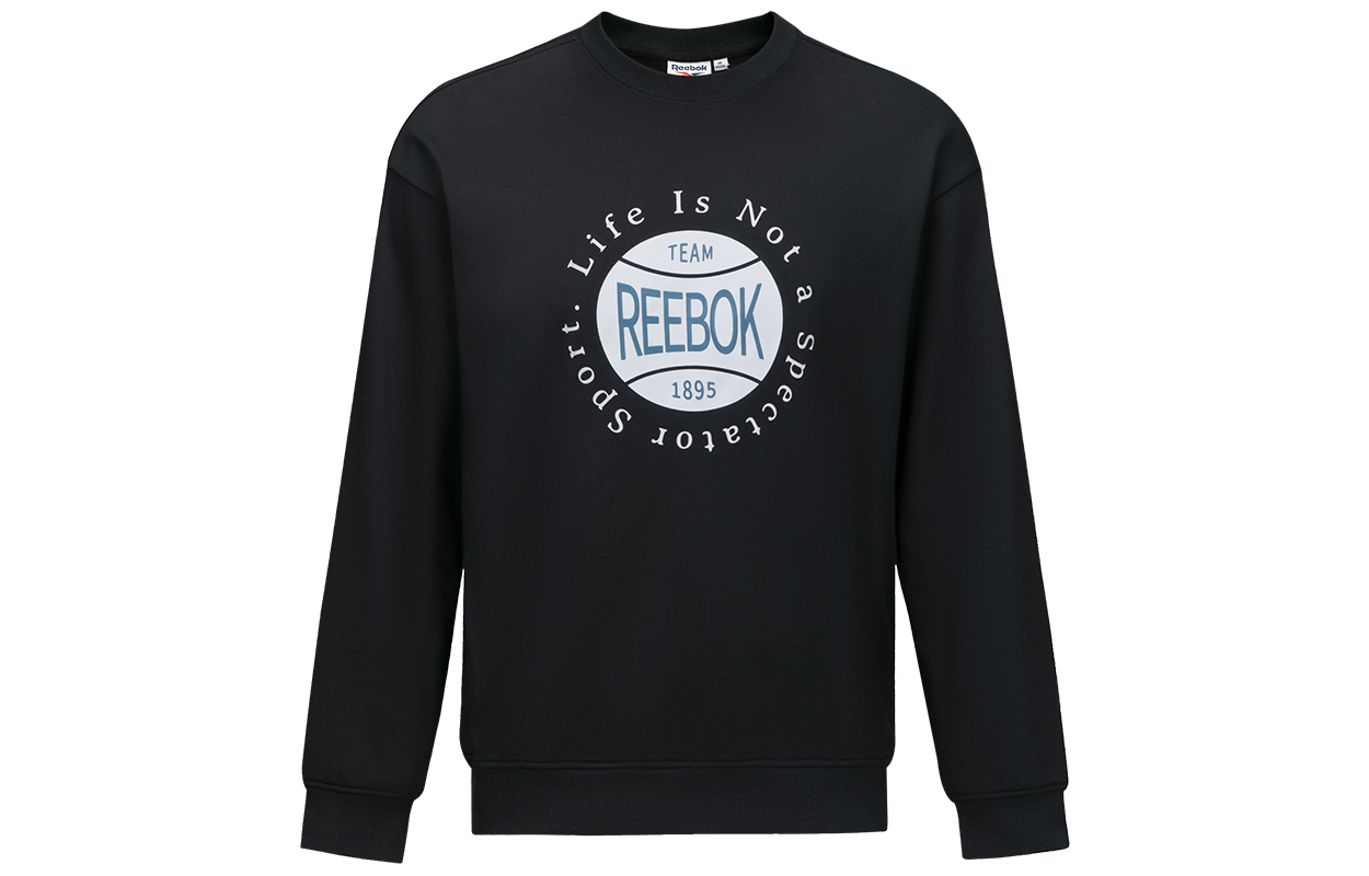 Reebok Soft Comfort Crewneck Pullover Sweatshirt Unisex Black Long Sleeve 24FRM313UGH0