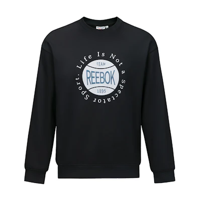 Reebok Soft Comfort Crewneck Pullover Sweatshirt Unisex Black Long Sleeve 24FRM313UGH0