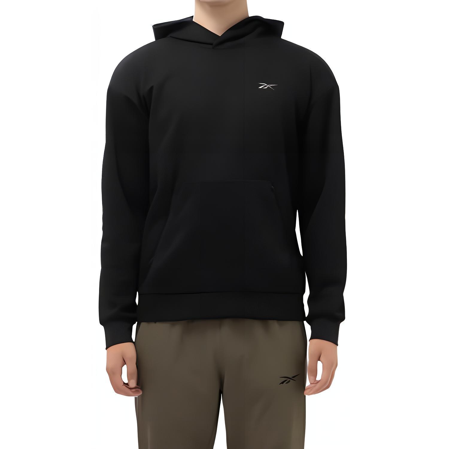 Reebok Solid Black Hoodie Casual Comfy Long Sleeve Sweater RE1759EM33772