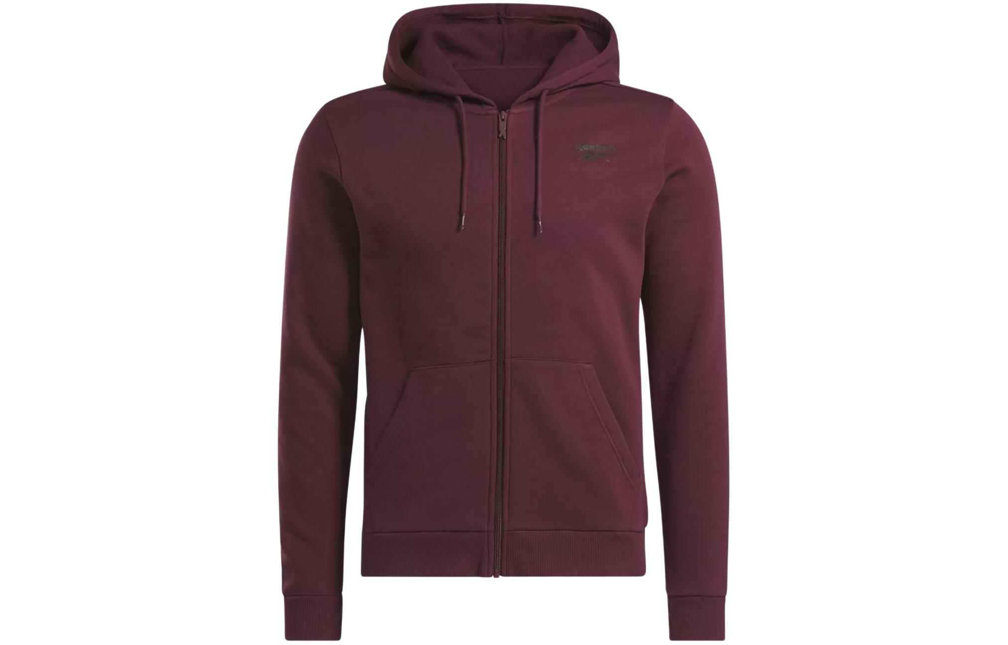 Reebok Solid Color Hoodie Jacket in Burgundy IM1648