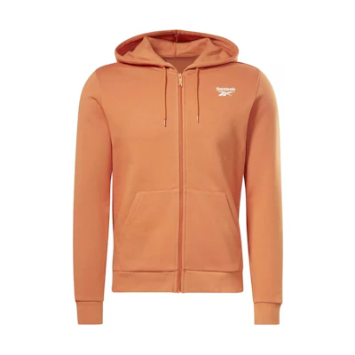 Reebok Solid Color Hoodie Long Sleeve Zip-Up Jacket Orange HS4881