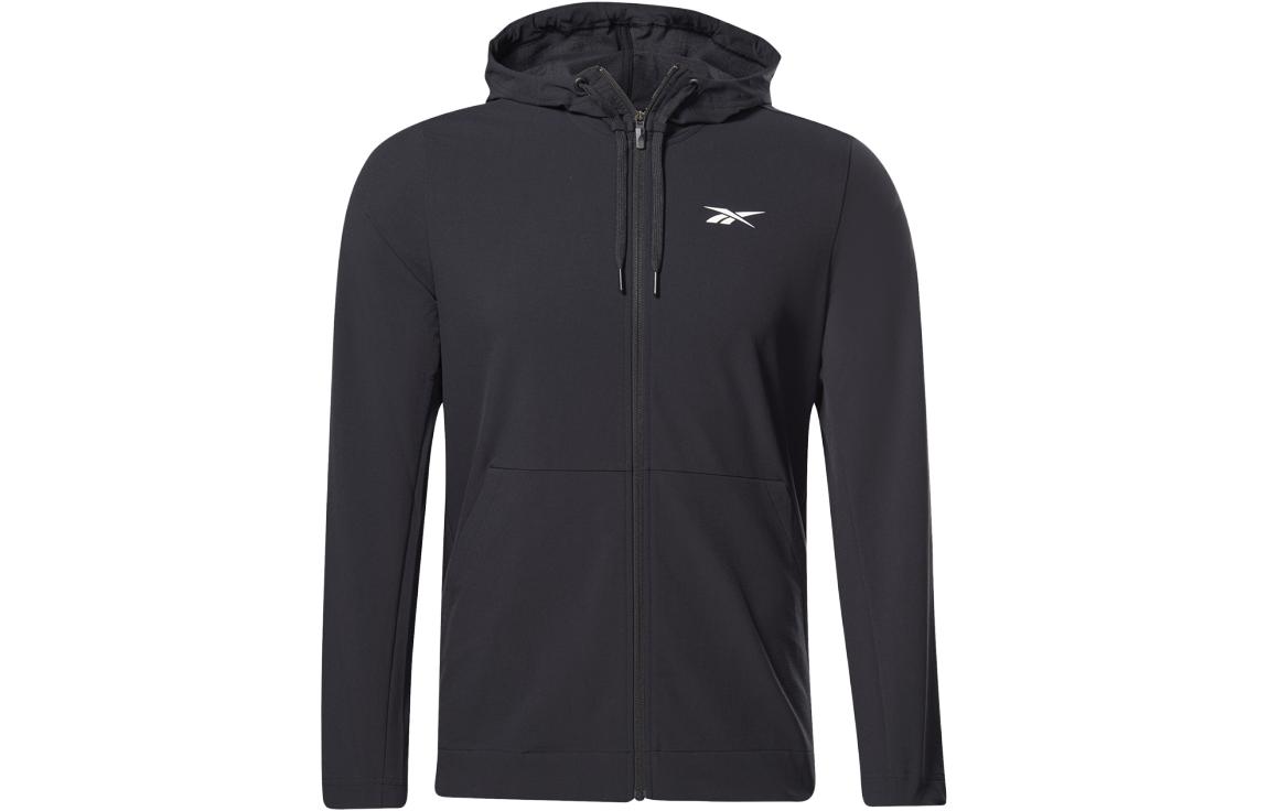 Reebok Solid Color Zip-Up Hoodie Jacket - Black H44116