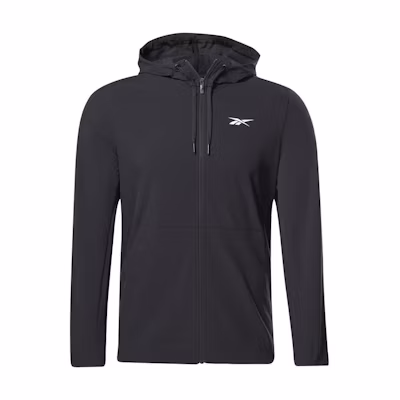 Reebok Solid Color Zip-Up Hoodie Jacket - Black H44116