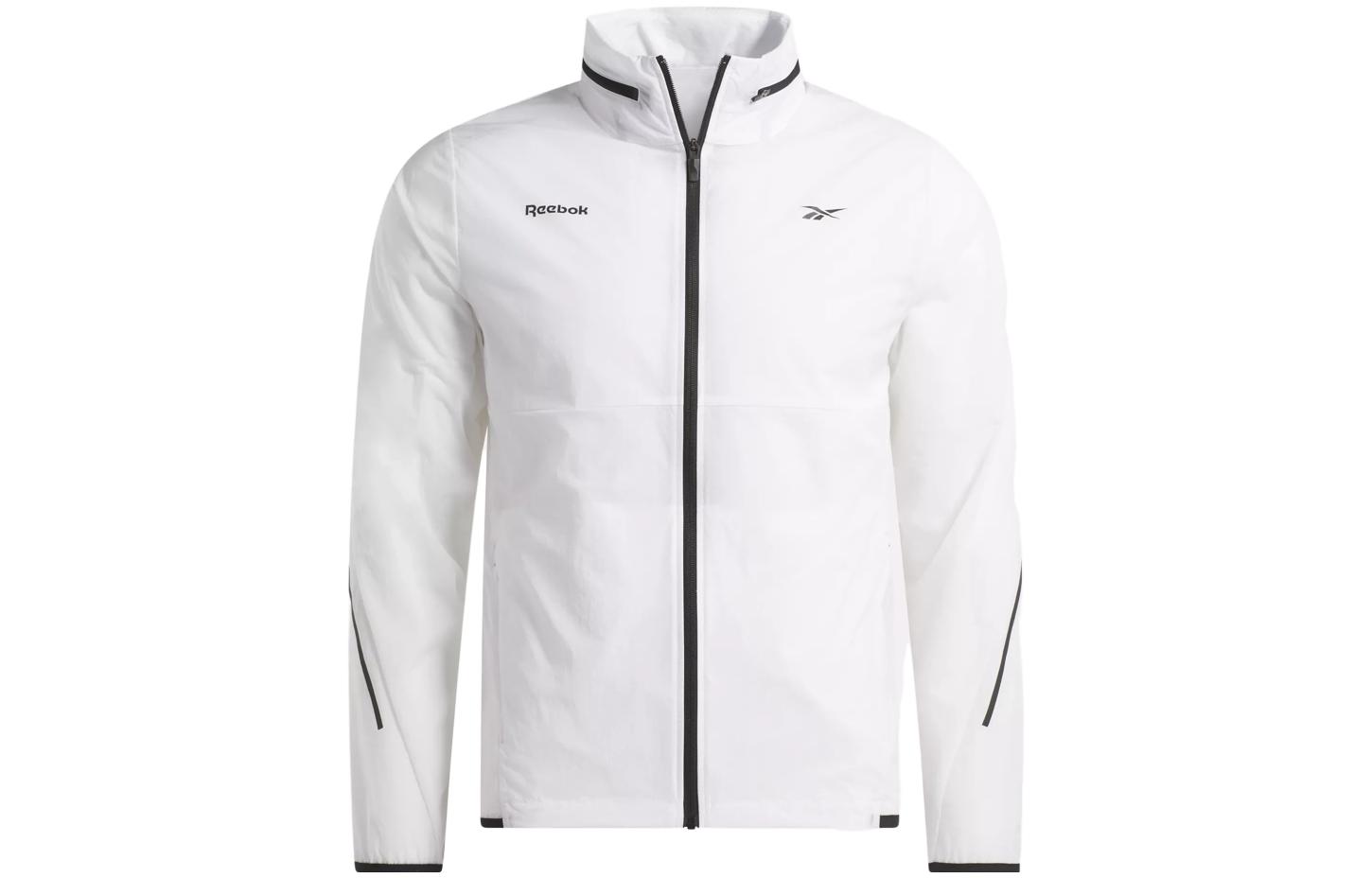 Reebok Speed Jacket White Hoodie Long-Sleeve Jacket with Logo Print 100070845
