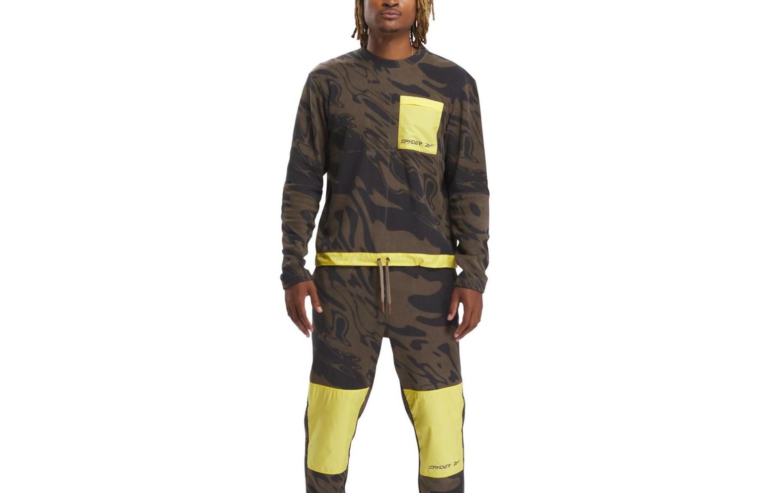 Reebok Spyder X Lounge Brown Letter Print Crewneck Pullover Sweatshirt Unisex 100206288